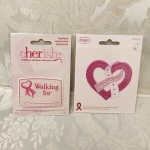 Breast Cancer Awareness Iron On Patch Applique Set Of 2